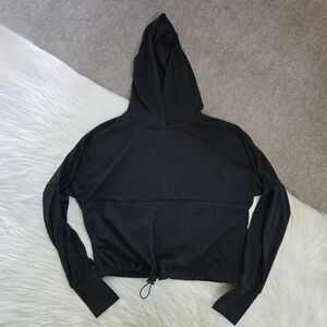 Buffbunny Escandala Hoodie Top Pullover Black Sheer Mesh Crop